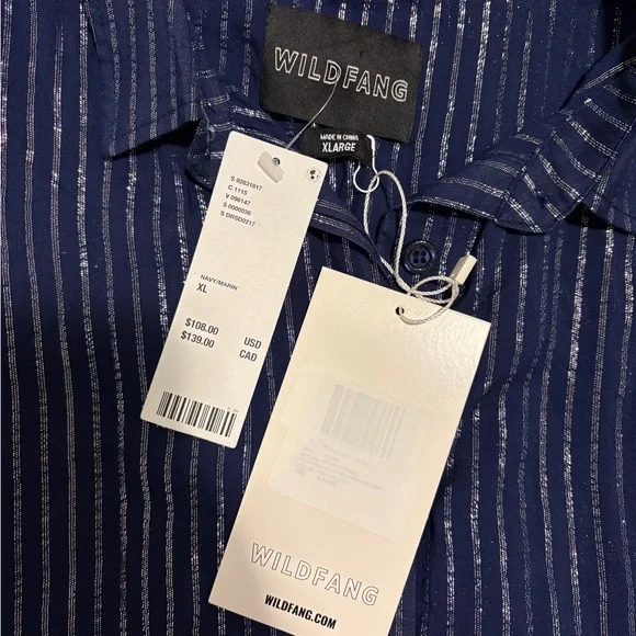 Wildfang Empower Shirt Dress - Navy Metallic Stripe - Picture 6 of 9